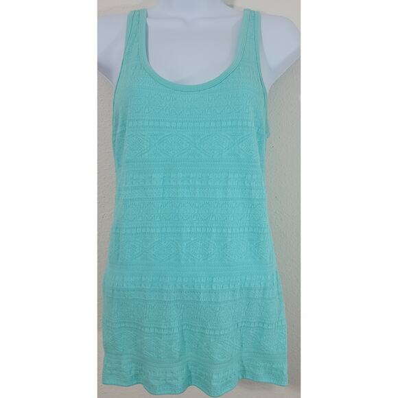 SO Pastel Green Textured Double Scoop Tank Top Large Lightweight Stretch - Picture 1 of 5